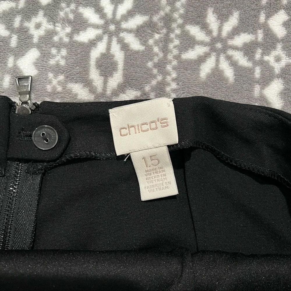 Chico's Faux Leather Quilted Pencil Skirt In Black Size Medium (10)‎